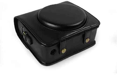 MUZIRI KINOKOO Vintage PU Leder Schutzhülle Kompatibel mit Fuji Instax Square SQ6 Sofortbildkamera mit Abnehmbarem/verstellbarem Schultergurt, Schwarz