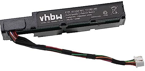 vhbw Akku Ersatz für HP 815983-001, 871264-001, HQ-TRE, HSTNN-IS6A, HSTNS-BB02, MC96, STL-TWH-LG für Raid-Controller (1100mAh, 3,7V, Li-Ion)