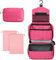 Cooja Wash Bag Hanging Toiletry Bag for Women, Make up Travel Washbag with Hook & Handle, 1 Makeup Toilet Bag + 2 Drawstring Bag, Rose Red