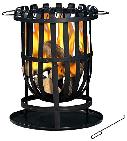 Kekai Brasero en Acero Uso Exterior 2 en 1 con Función Barbacoa-Hoguera Dana 40x56 cm Parrilla, Atizador y Recoge Cenizas