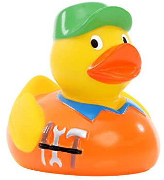 Schnabels Quietsche-Ente Handwerker - Geschenk für Geburt Geburtstag Namenstag Kinder Baby Freund-in Mädchen Junge - Spielzeug Bade-Ente Badewanne Deko