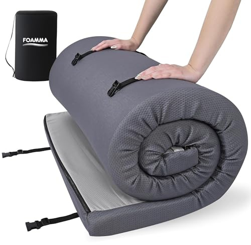 Foamma 7,6 x 76,2 x 203,2 cm Memory-Foam-Camping-Matratze mit wasserabweisendem Reißverschlussbezug, faltbar und tragbar für Camping, Wohnmobil-Etagenbett, Zelt, Gästebett, Outdoor und Wohnheim