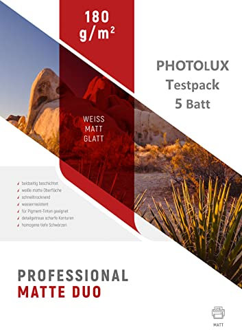 Photolux Sample Pack/Testpack A4-5 Blatt Fotopapier (Professional Matte DUO 180 gsm)