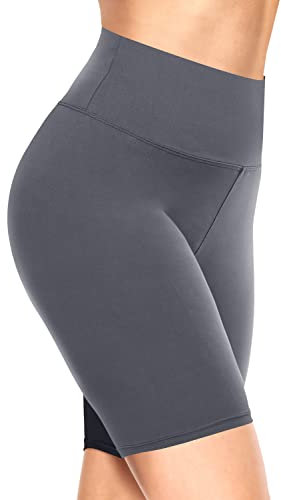 TNNZEET Radlerhose Damen Hohe Taille Kurze Sporthose Leggings Blickdicht Sommer Shorts Yoga Hose für Gym Sport (Dunkelgrau,S-M)