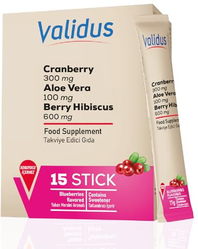 Validus Cranberry + Aloe Vera + Teebaum + Hibiskus + Bärentraube + D-Mannose 15 Sticks