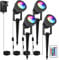 NATPOW RGB Garden Spike Lights, LED Landscape Spotlights with Remote Control, IP65 Waterproof Garden Light Mains Powered for Lawn, Pathway Yard (4-in-1)