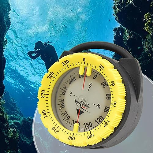 50 m starker magnetischer Tauchkompass, Tauchkompass, Rohrklemme Unterwasser leuchtender Kompass mit Nadel Seitenfenster Clip Halter