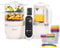Babymoov Set Nutribaby Plus Mineral Beige - Babynahrungszubereiter, 2200ml Fassungsvermögen + Babybols Aufbewahrungsbehälter für Babynahrung 15-teilig (3x120ml + 3x180ml + 6x250ml + 3 flexible Löffel)