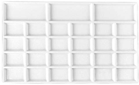 Paleta de cerámica, Plato for Pintar Acuarela, Plato Gouache con 27 Rejillas, Porcelana Blanca de edición Limitada Hecha a Mano 28 * 17cm