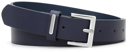 JasGood Damen Ledergürtel Mode Damen Gürtel mit Silberner Schnalle für Jeans Hosen Kleider,Navy blau,110cm