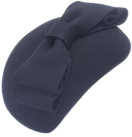 Lawliet Teardrop Damen Fascinator im 1940er-Jahre-Stil, Wollfilz, Pillbox-Hut, Schwarz, Einheitsgröße
