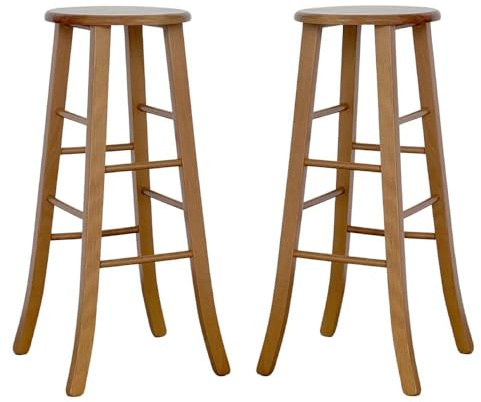 okAffareFatto di Zimbardi Costanza Barhocker Set mit 2 runden Höhe 80 cm Walnuss Säbel Beine