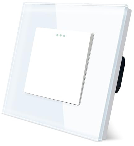 TAWOIA Lichtschalter 1 Fach 2 Weg Unterputz Taste Schalter 86 * 86mm Lichtschalter Glas Weiß Kippschalter