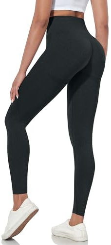 Yaavii Scrunch Butt Leggings Damen High Waist Seamless Push Up Booty Hose für Sport Yoga Fitness Schwarz M