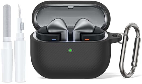 Kompatibel mit Samsung Galaxy Buds 3 Pro Schutzhülle/Galaxy Buds 3 Schutzhülle, dünne und leichte rutschfeste weiche Silikonhülle mit Karabiner (Schwarz)