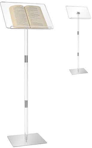 Podiumständer, Rednerpulte & Podien, Acryl, verstellbare Winkel mit Metallsockel, Podium für Kirche, Hochzeiten, Klassenzimmer, Rede, 40,6 cm L x 30,5 cm B x 108 cm H (transparent)