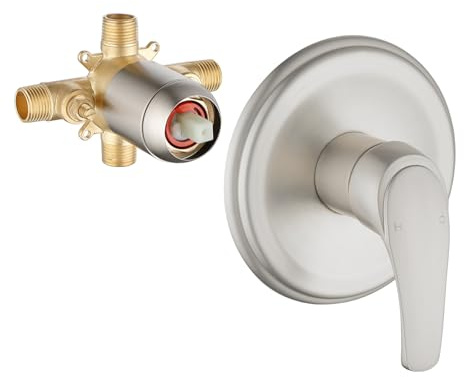 Wall Mount Rough-In Valve Shower Valves Shower Faucet Bathroom Trim Kit Single Handle Tub Shower Valve Mixer Brushed Nickel
