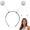 Alien Haarreif mit 2 schwingenden Kugeln Glitzer Karneval Halloween Kopfschmuck Alien Haarband Fasching Accessoire Party Kostüm für Kinder Damen Haarschmuck Stirnband (Silberig)