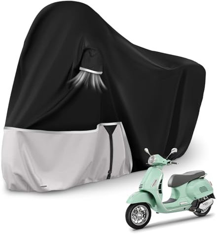 Motorradabdeckung Outdoor passend für Piaggio Vespa GTV GTS GT60/125/200/250/300 (Ohne Kofferraum), Wasserdicht Motorrad Abdeckplane Abdeckung 420D Oxford-Stoff Motorrad Abdeckung