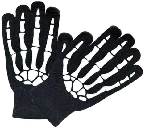 FOYTOKI 1paar Skelettmuster Handschuhe Leuchtende Halloween Fahrradhandschuhe Für Nachtfahrten Warm Und Komfortabel Für Halloween-events Und Outdoor-aktivitäten