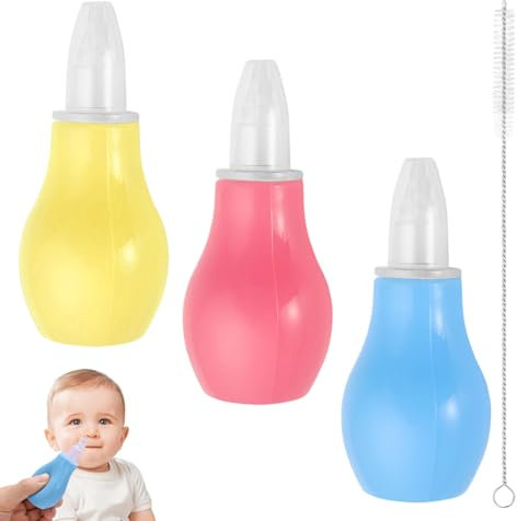 3 PCS Nose Sucker for Newborn,Nose Sucker for Newborn Bulb Syringe,Baby Nose Sucker,Nose Sucker for Baby,Nasal Aspirator Baby,Cleaner Mucus for Toddler Newborn,Baby Nasal Aspirator(Yellow Blue Pink)