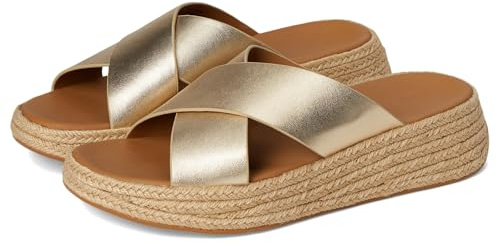 Fitflop Damen F-mode Espadrille Leather Flatform Cross SlidesSchiebe-Sandalen