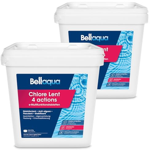 Bellaqua e-Chlor-Multitabs Pool - 2 x 5kg - 200g Chlortabletten für Pool - Desinfektion, Algenverhütung, Flockung, Chlorstabilisierung