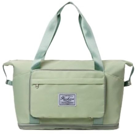ILESTDG Cocoletti® Reisetasche für Handgepäck, Faltbare Reisetasche mit Nassfach, erweiterbare Sporttasche (Grün)