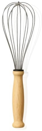 PARENCE.- Fouet Batteur à Œufs 24,5 cm – Ustensile Cuisine Inox avec Manche en Bois Naturel – Mélange Manuel pour Pâtisserie, Crème, Omelette, Gâteau – Fouet Résistant et Ergonomique