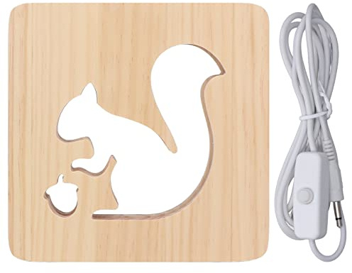 CHEOTIME LED Baby Kind Kindergarten Nachtlicht, niedliche Eichhörnchen Hollow Design Schlafzimmer Schlafzimmer Wohnkultur Nachtlicht für Schlafzimmer Wohnzimmer 3d Schattenlampe