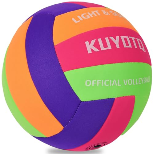 KUYOTQ Soft Indoor Volleyball for Indoor Practice Super Soft and Light Safe Sport Gear Fabric Volleyball for Kids Youth Adult Beginners, Perfect for House Yard Training Games