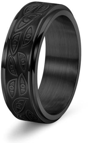 fycouyee Mode Nische Stress Relief Devil's Eye Drehbarer Ring Herren Edelstahl