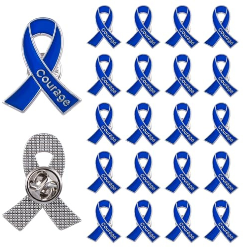 WANDIC 20PCS métallique Pins, broche sur le thème de la conscience des différents rubans, avec boucle papillon métallique, adapté aux à toutes sortes d'activités