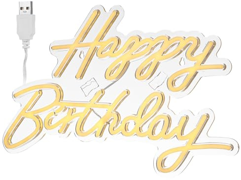 SHINEOFI Letrero de Neón Happy Birthday con Luz LED Cálida USB Decoración Ligera para Fiestas y Paredes para y Dormitorios