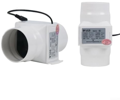 12V Duct Fan 75mm and 100mm Sizes, Efficient Exhaust Fan with ABS PVC Build for Continuous Indoor Ventilation, for Grow Tents, Hydroponics, and Enclosures(3inch 75mm)