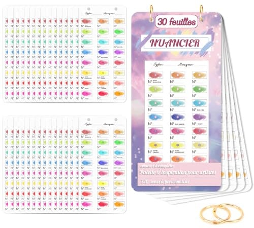 30 Feuilles Nuancier Coloriage Mystere 720 Zones à Nuancier Colorier Nuancier à Colorier Avec Trou 18x9cm Couverture Rose Avec Trou Nuancier pour les Coloriages Nuancier Feutre Acrylique