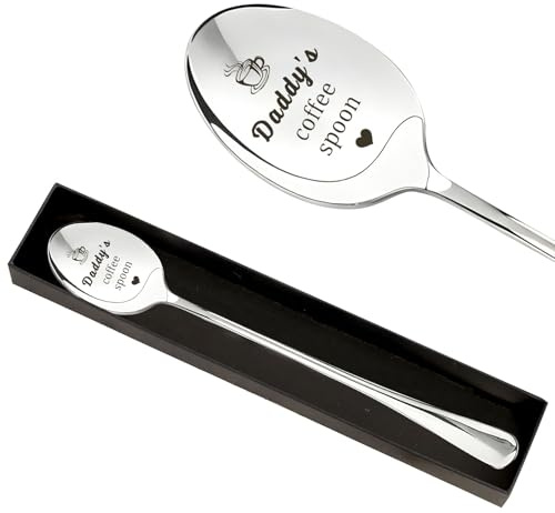 Father‘s Day Gifts Daddy’s Coffee Spoon, Engraved Stainless Steel Coffee Spoon with Gift Box, Daddy Birthday Gifts, Personalised Father’s Day Gift from Daughter Son for Dad, Daddy, Grandad