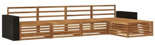 vidaXL Outdoor-Sofagarnitur 5 pcs Natur Massivholz Akazie, Garten, modernes Outdoor-Sofa, Sitzgruppe für die Terrasse, gemütliche Loungemöbel