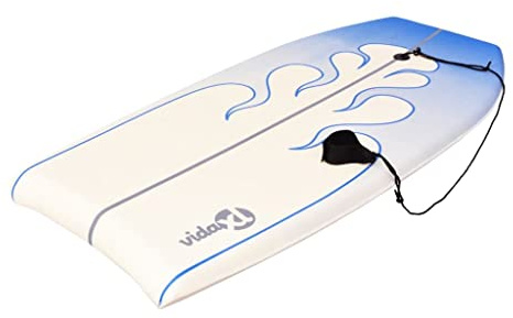 LoogCape Bodyboard blå 104 cm lätt robust med säkerhetskoppel för surfing simning vattensport strandsemester för vuxna barn nybörjare