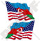 USA United States of America & AZERBAIJAN AZERBAIJAN AZERRBAYCAN, Amerikanische Aserbaidschani-Flagge, 120 mm, Vinyl-Aufkleber für Stoßstange, 2 Stück (links rechts)