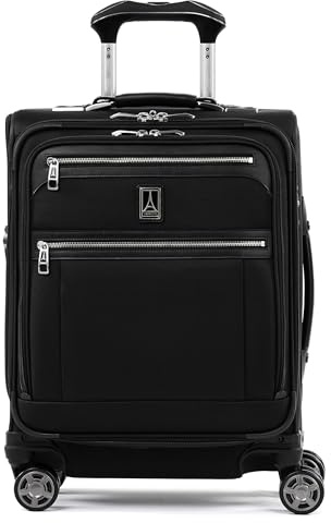 Travelpro Platinum Elite Softside erweiterbares Handgepäck, Spinner-Koffer mit 8 Rädern, USB-Anschluss, Shadow Black