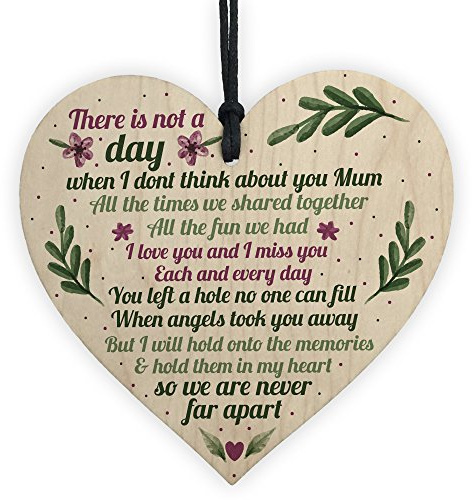 Red Ocean Placa conmemorativa hecha a mano con forma de corazón de madera, regalo de cumpleaños para mamá