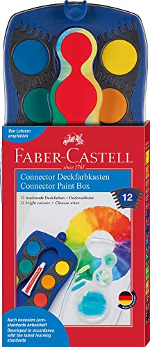 Faber-Castell 125001 - Farbkasten Connector, 12 Farben, blau, 1 Stück, 12er farbkasten