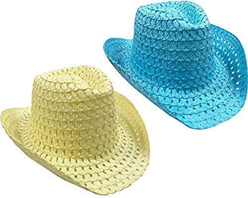 Kids Adults Easter Bonnet Hat Natural Straw Woven Colourful Decorative Cowboy Hats (Both Hats)
