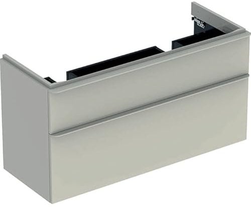 Geberit Smyle Square Waschtischunterschrank für Doppelwaschtisch, 500356, 1184x617x470mm, mit 2 Schubladen, Farbe: Sand-grau Hochglanz Lack - 500.356.JL.1