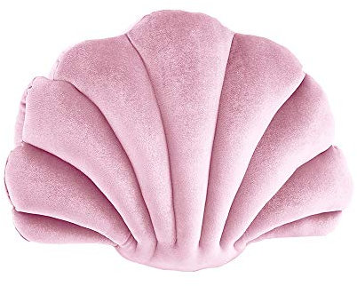 Muschelförmiges Kissen, Samt, gemütlich, solide, dekorativer Couchkissen, Überwurfkissen mit Kisseneinsatz für Zuhause, Sofa, Bett, Wohnzimmer, Dekoration, Wurfkissen (Rosa, 33 x 46 cm)