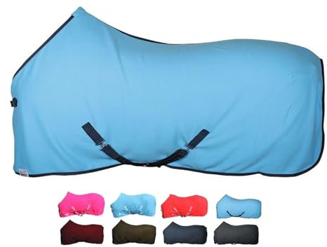 netproshop Basic Pferde Abschwitzdecke mit Kreuzbegurtung Fleece Qualität Gr. 105-155, Groesse:145, Farbe:Türkis