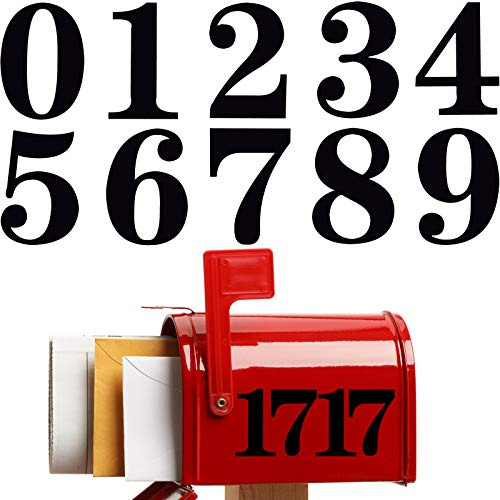 8 Sets Adhesive Mailbox Numbers Sticker 3 Inch Vinyl Waterproof Number Sticker Self Adhesive Black for Signs Door Cars Trucks Home Window Business Address Number