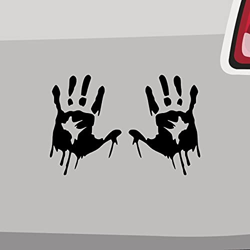 Autoaufkleber 2x blutige Hände -6 Größen- Halloween Blut Spaß Größe=Gesamtgröße in 6 Größen und 21 Farben