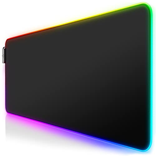 TITANWOLF CSL-Computer RGB gaming mouse pad - LED desk pad - 800x300 mm - XXL mousepad - LED multi color - 11 lighting modes - 7 LED colors plus 4 effect modes - washable - black